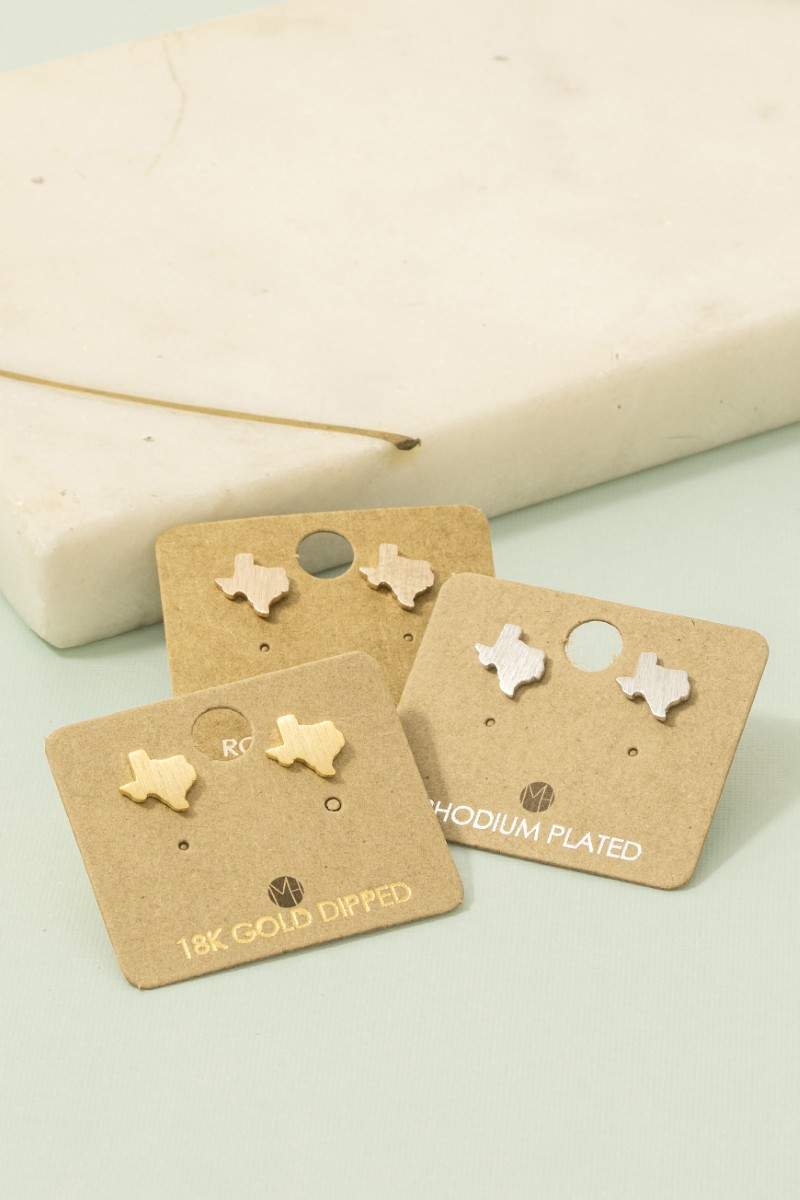 Gold Dipped Brushed Texas Stud Earrings