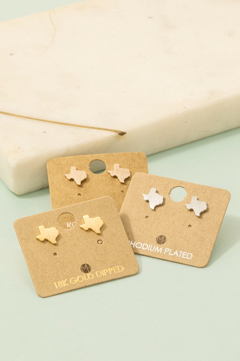 Gold Dipped Brushed Texas Stud Earrings