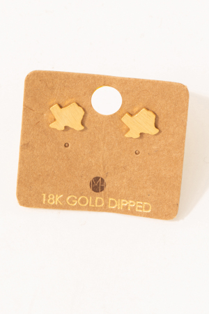 Gold Dipped Brushed Texas Stud Earrings