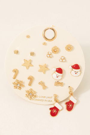 Christmas Theme Assorted Stud Earrings Set