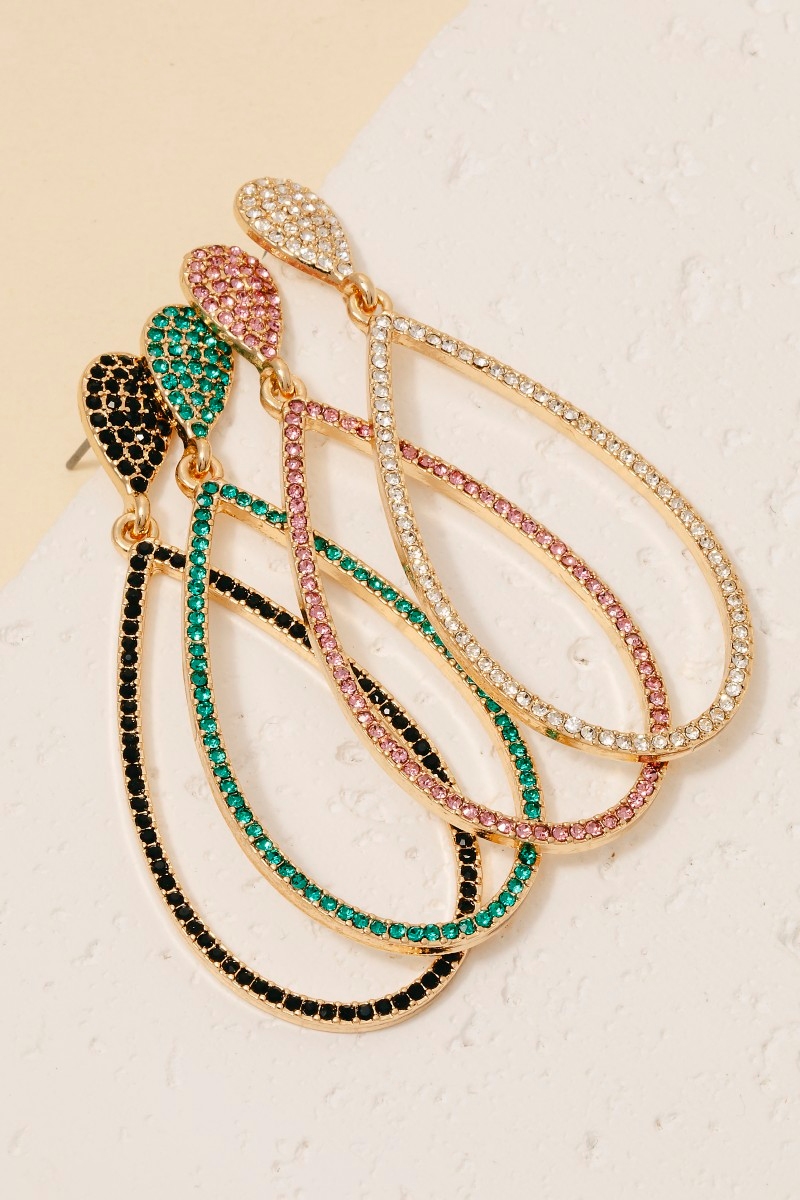 Pave Double Teardrop Dangle Earrings