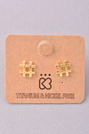 Hashtag Stud Earrings