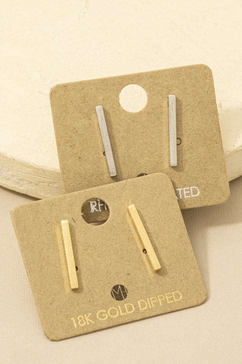 Gold Dipped Dainty Bar Stud Earrings