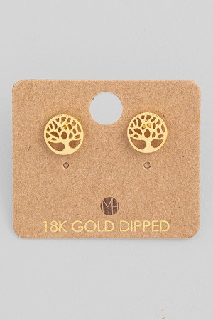 Mini Tree of Life Coin Stud Earrings