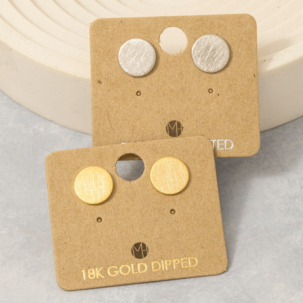 Circle Disc Stud Earrings