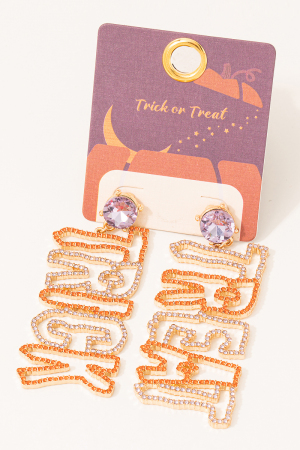 Rhinestone Studded Trick Treat Dangle Earrings