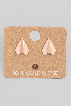 Dainty Paper Airplane Stud Earrings