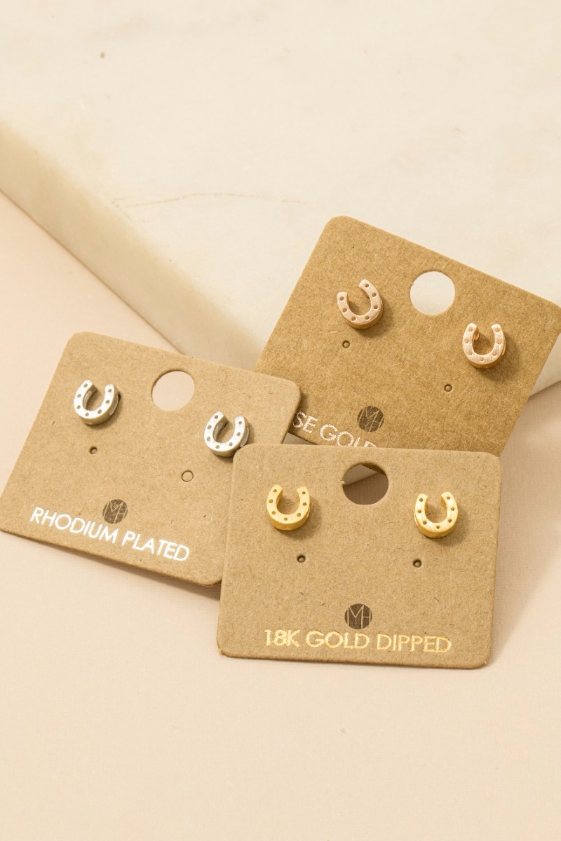 Gold Dipped Mini Horseshoe Post Stud Earrings