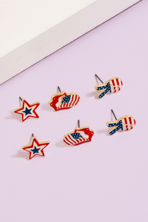 Assorted American Theme Epoxy Stud Earrings