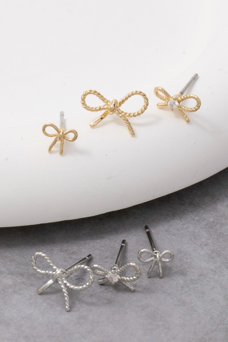 Dainty Bows Stud Earrings Set