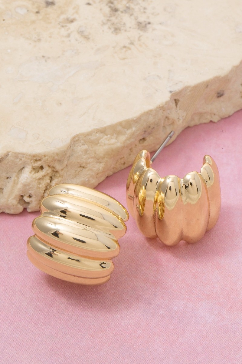 Mini Ridged C Hoop Earrings