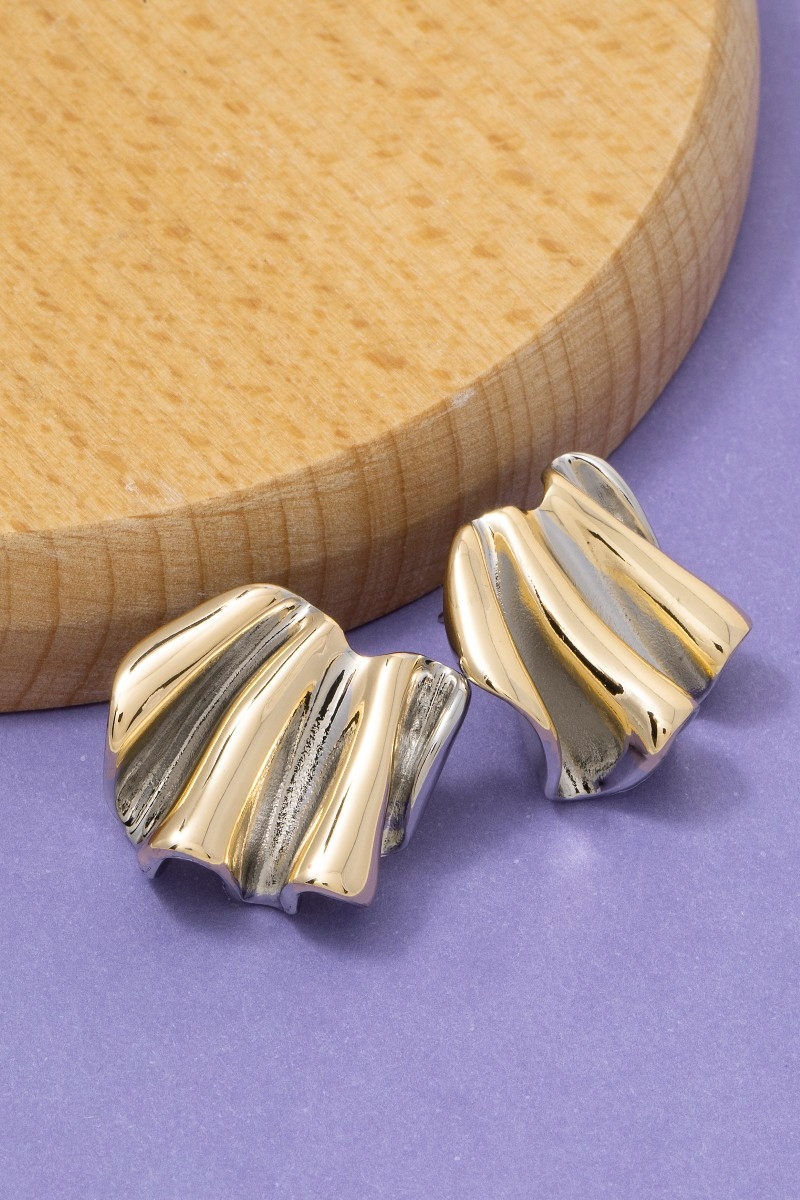 Two Tone Sculpted Statement Earrings