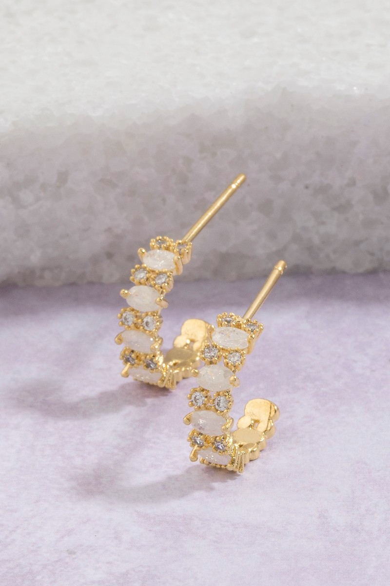 Gold Dipped Mini Cz Studded Hoop Earrings