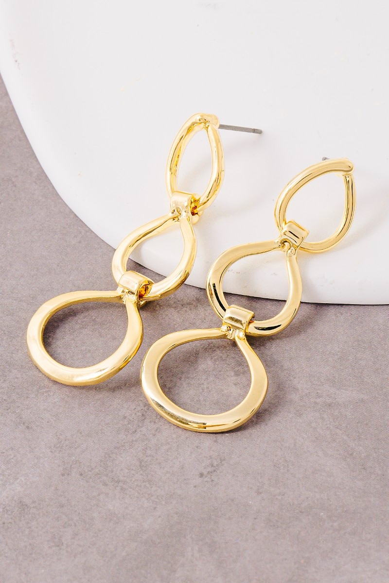 Three Layered Circle Drop Earrings