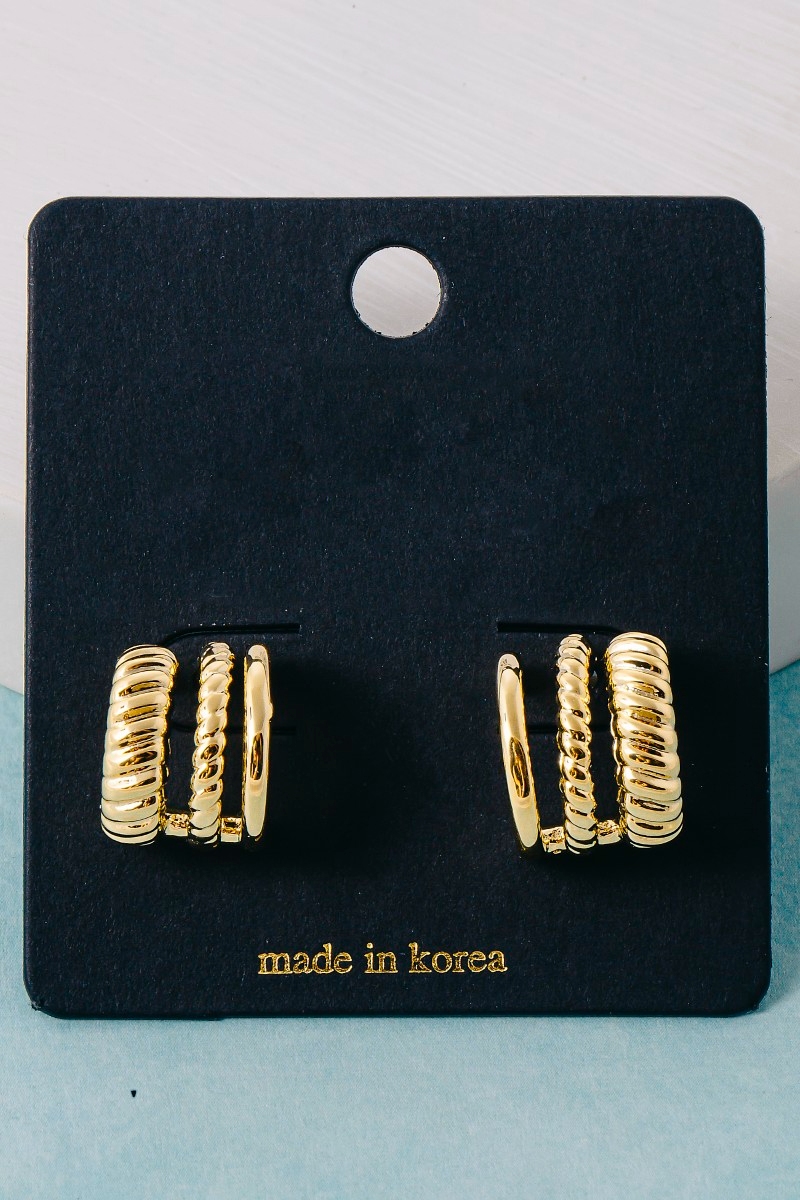 Wide Layered Mini Hoop Earrings