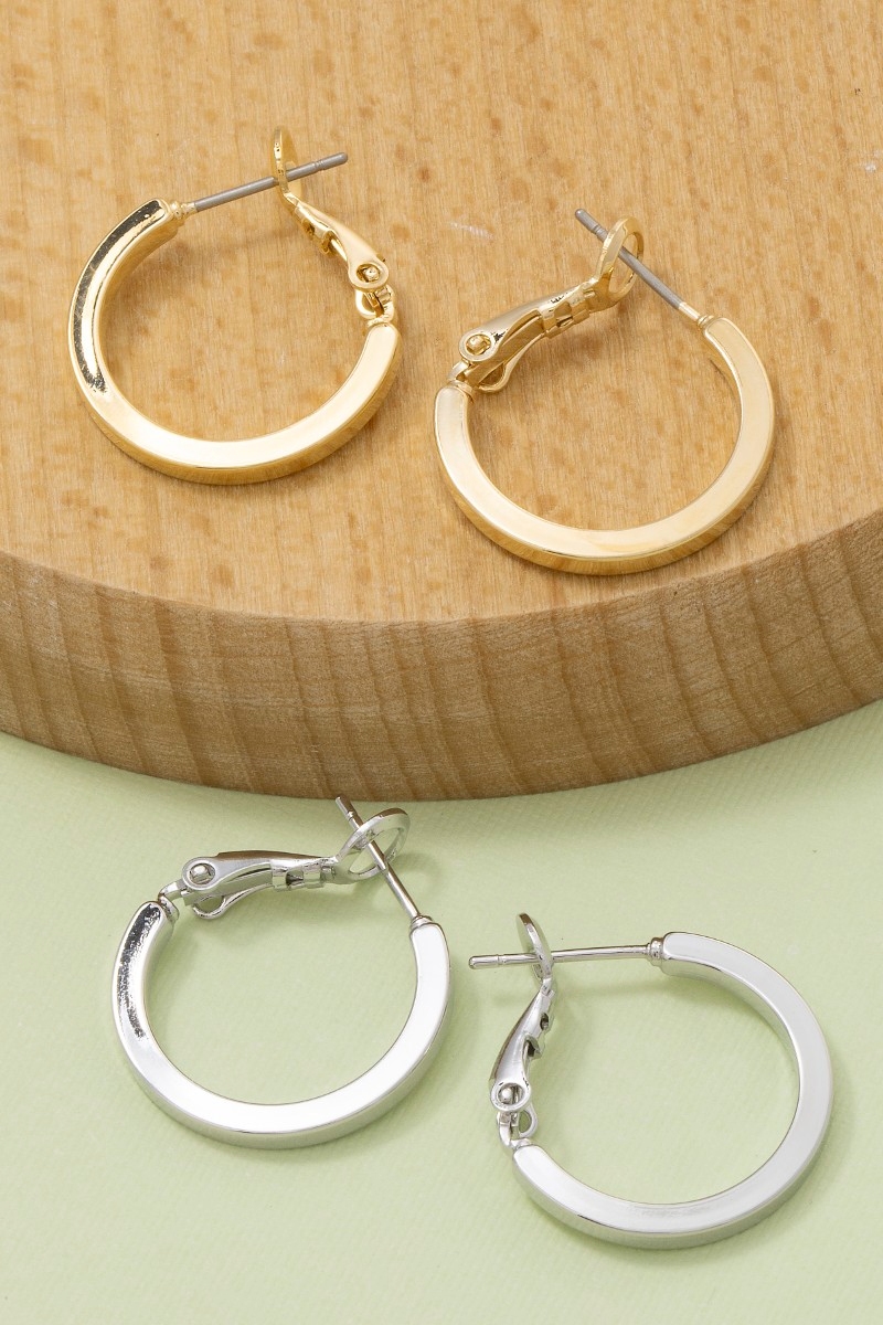 Small Flat Sided Latch Hoop Earrings