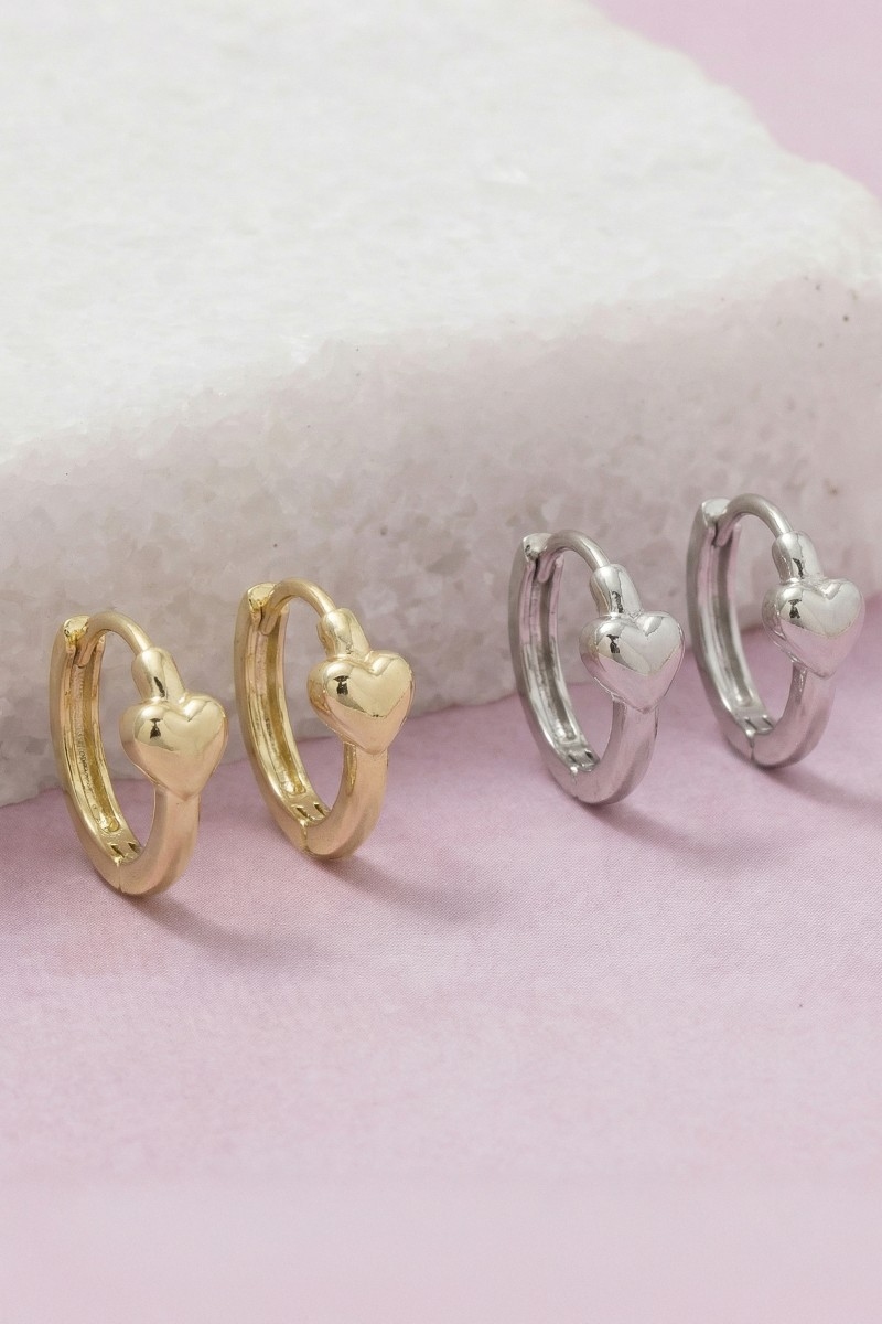Mini Heart Hinge Hoop Earrings