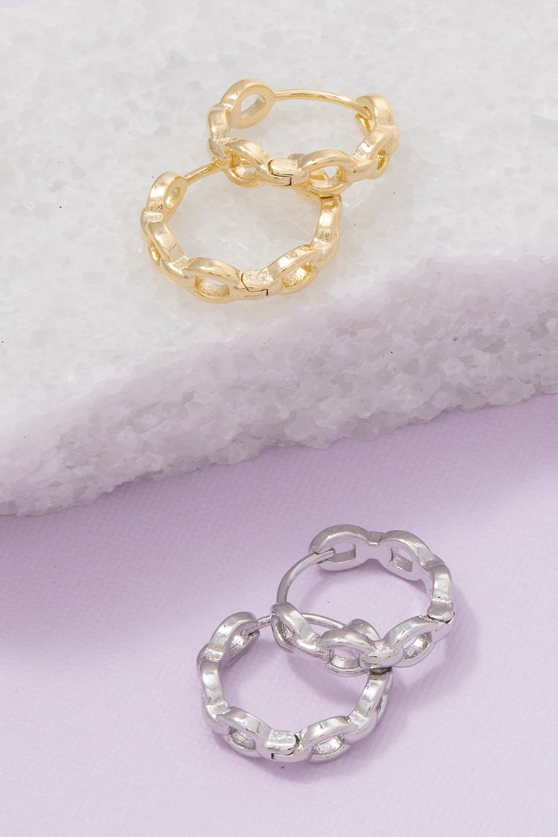Solid Mini Chain Hinge Hoop Earrings