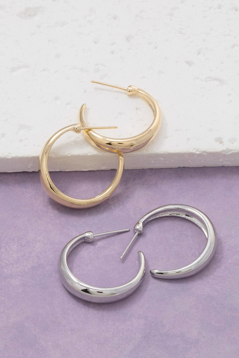 Simple Curve Crescent Hoop Earrings