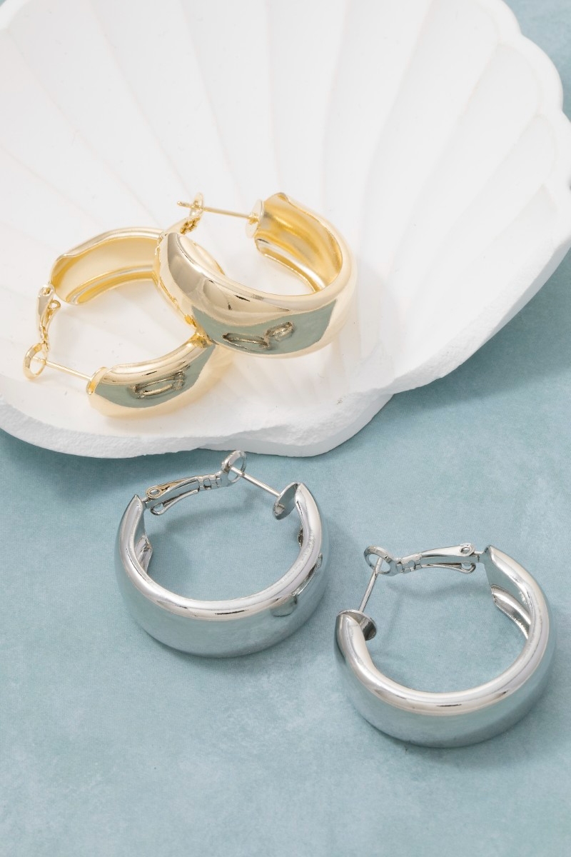 Wide Latch Hoop Earrings