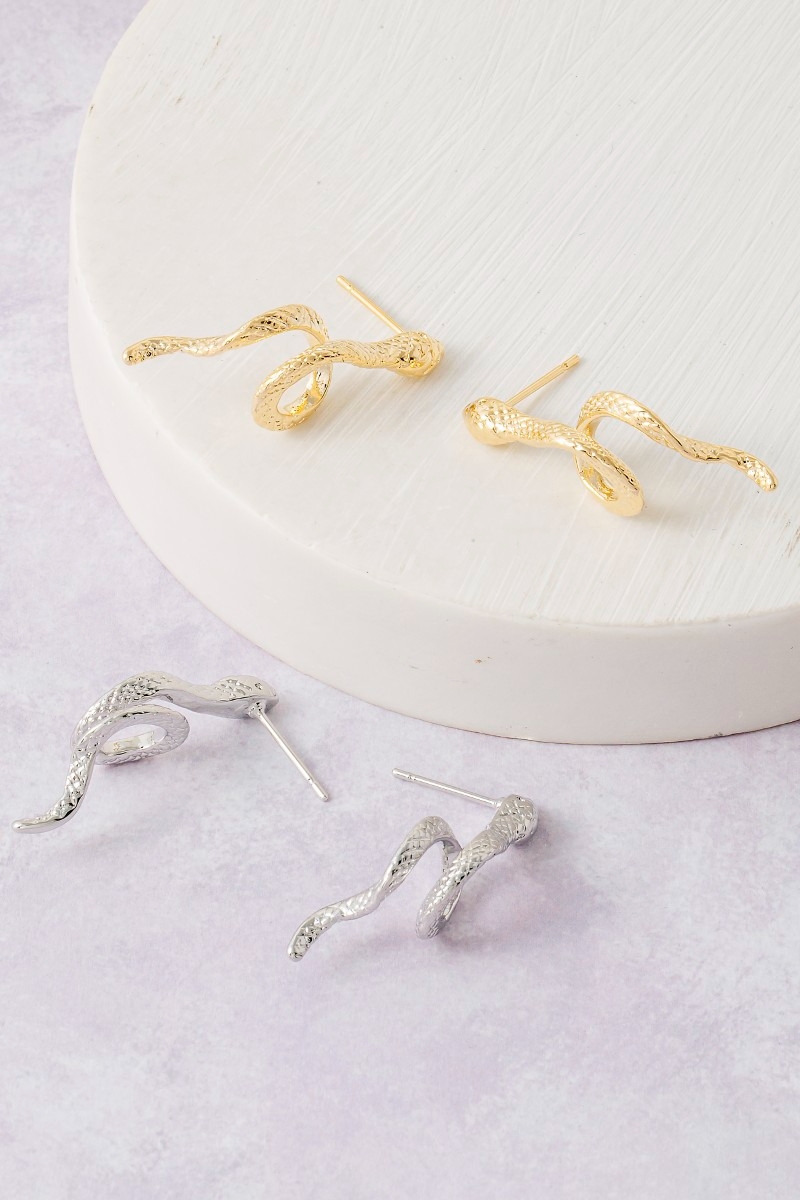 Metallic Coiled Snake Stud Earrings