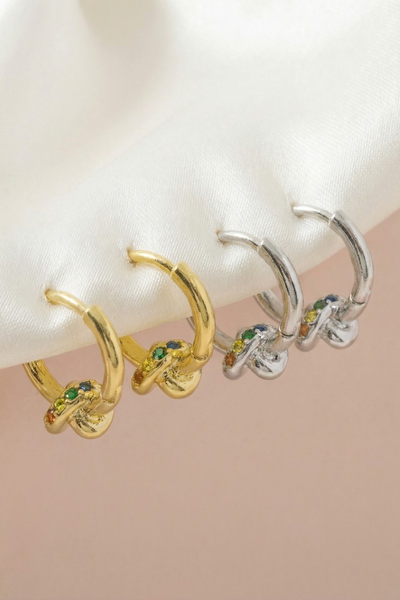 Gold Dipped Mini Knot Huggie Hoop Earrings