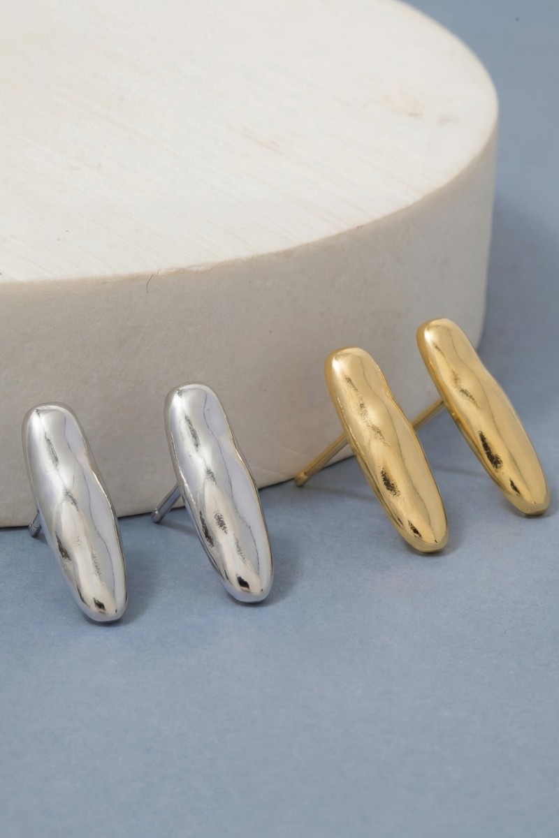 Gold Dipped Chunky Long Oval Earrings