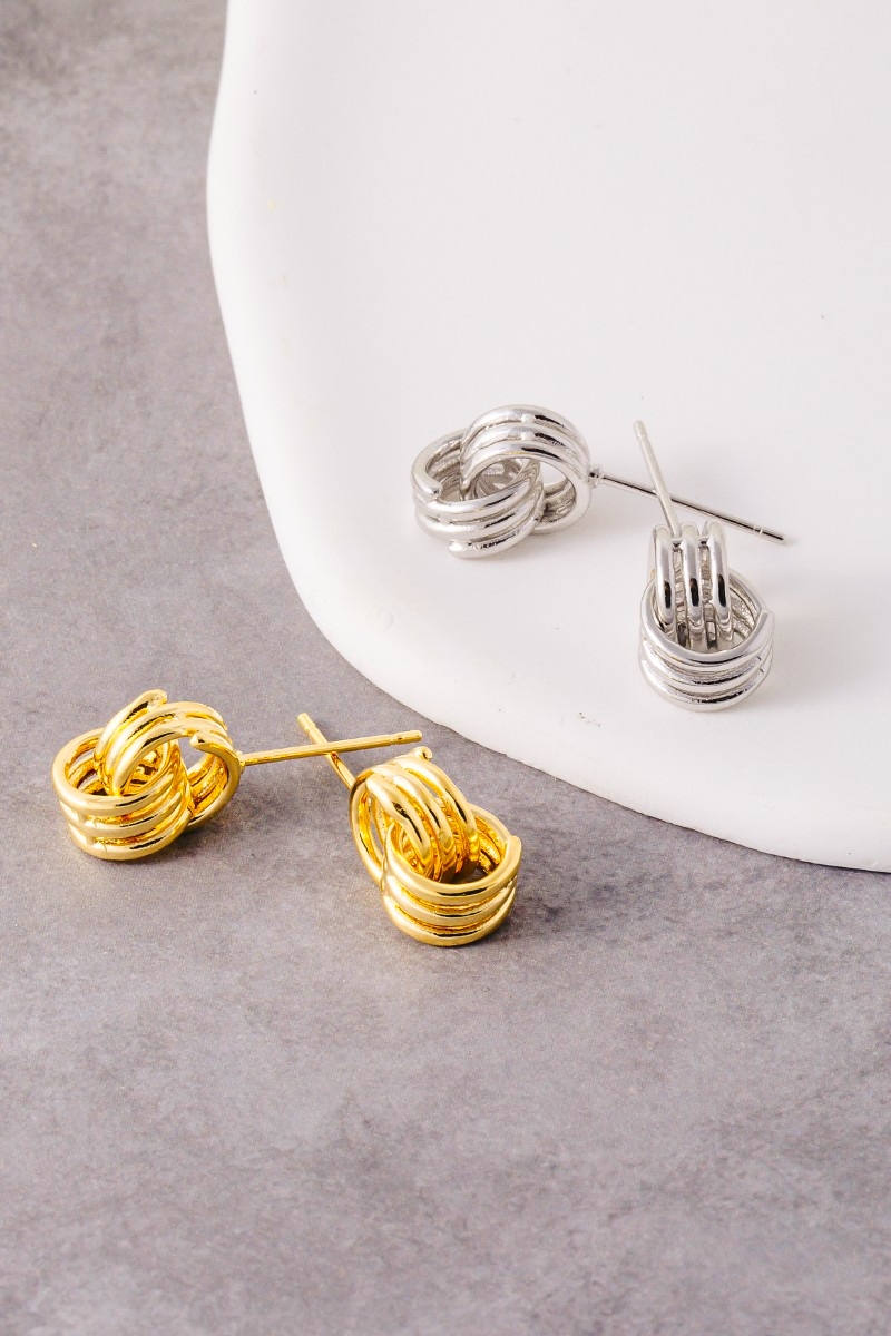 Gold Dipped Mini Hoop Knot Stud Earrings