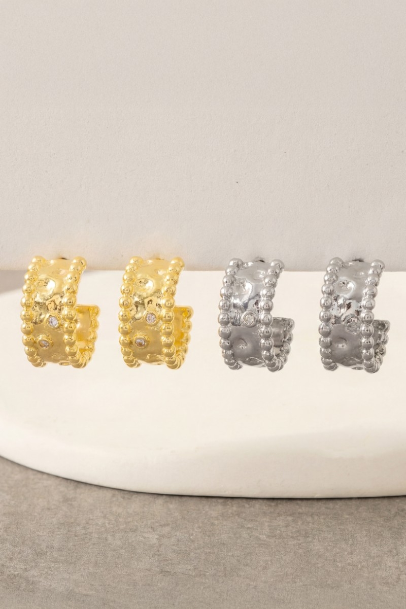 Gold Dipped Wide Hammered Mini Hoop Earrings