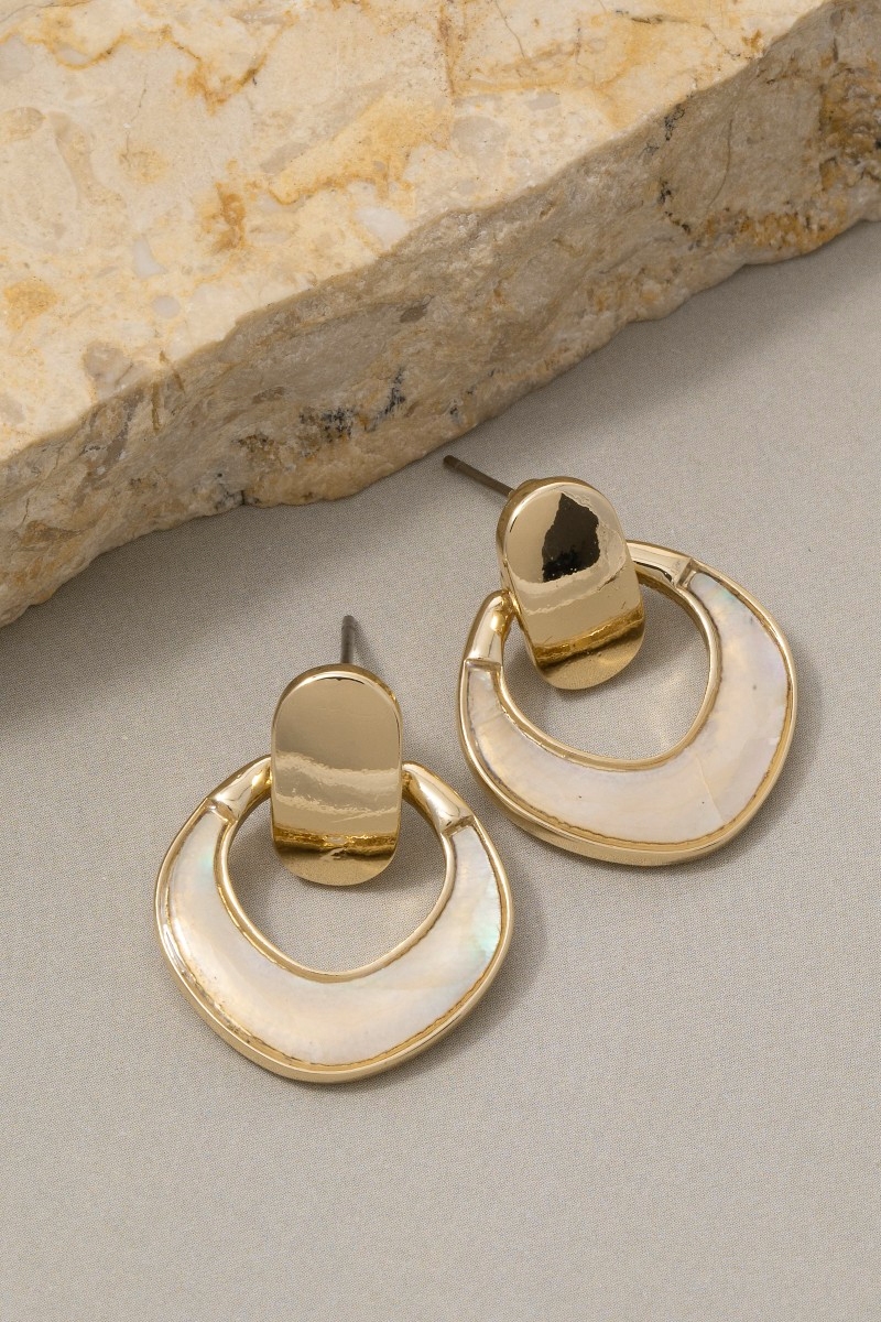 Shell Crescent & Dome Door-Knocker Drop Earrings