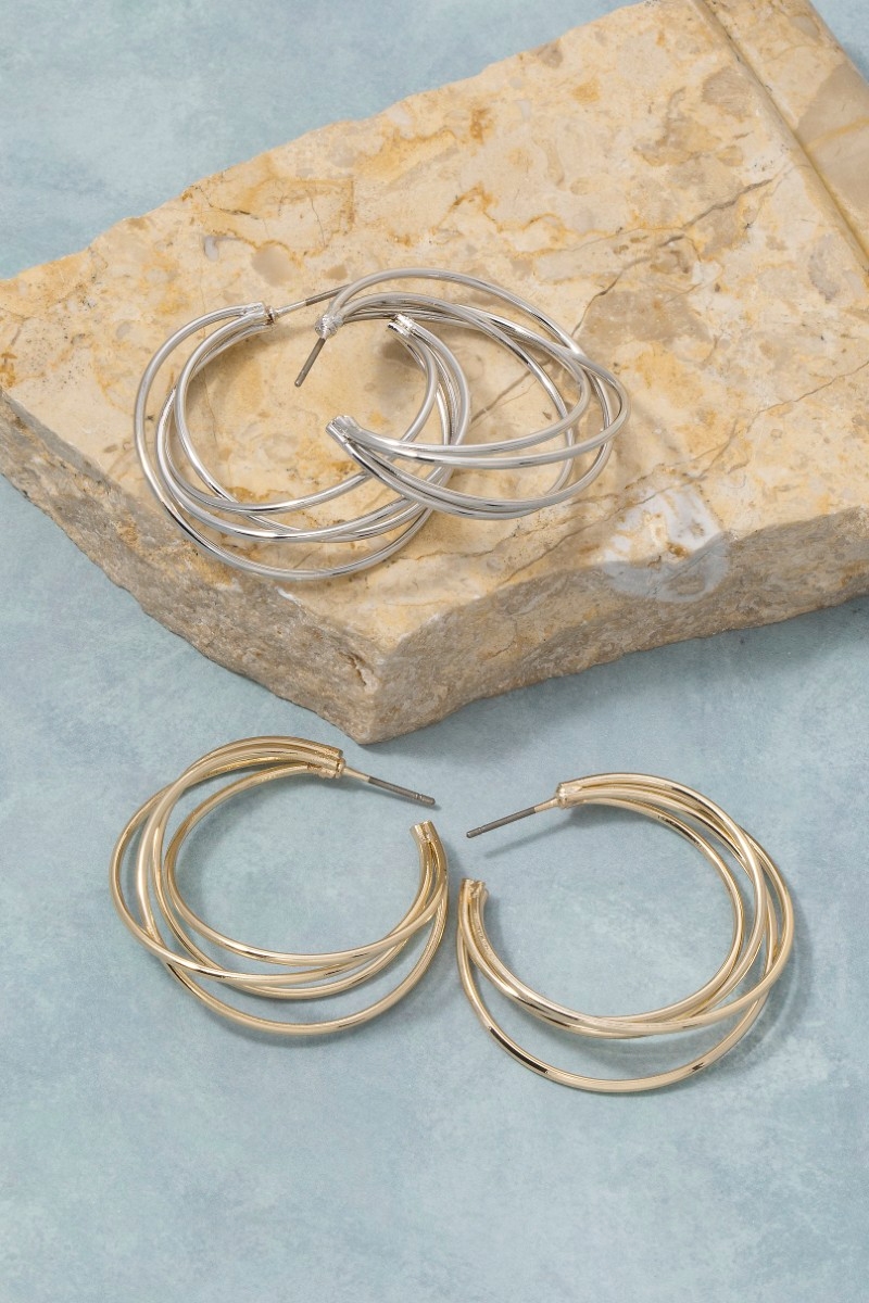 Triple Strand Hoop Earrings