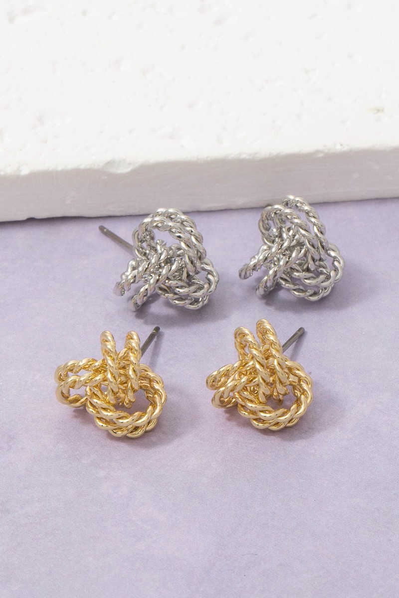 Twisted Rope Knot Stud Earrings