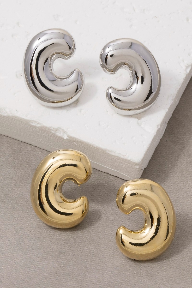 Swirl Open Hoop Stud Earrings