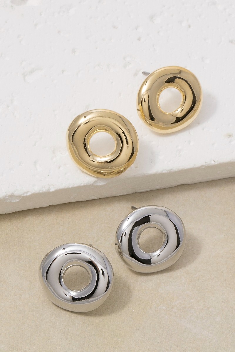 Open Circle Donut Stud Earrings