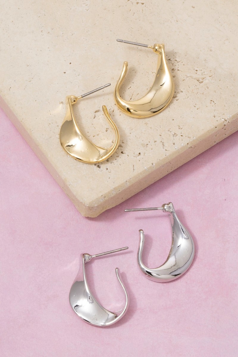 Molten Wave Open Hoop Earrings
