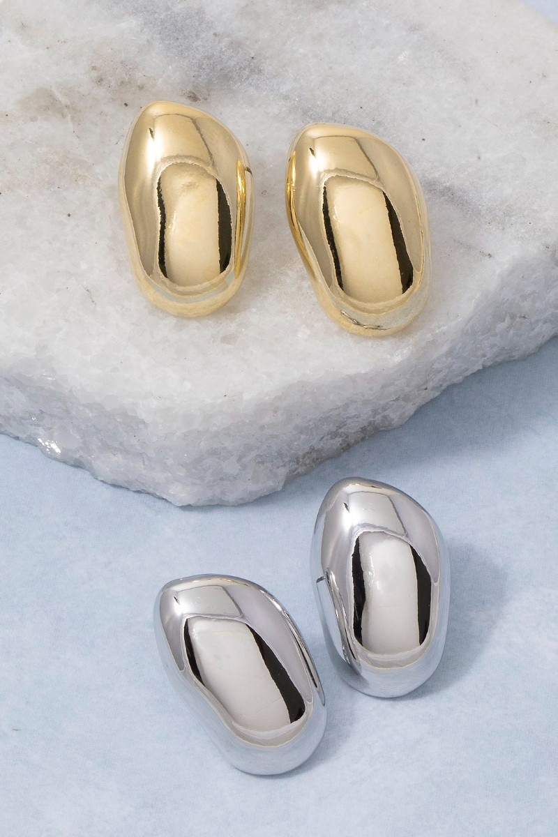 Puffy Oval Bean Stud Earrings