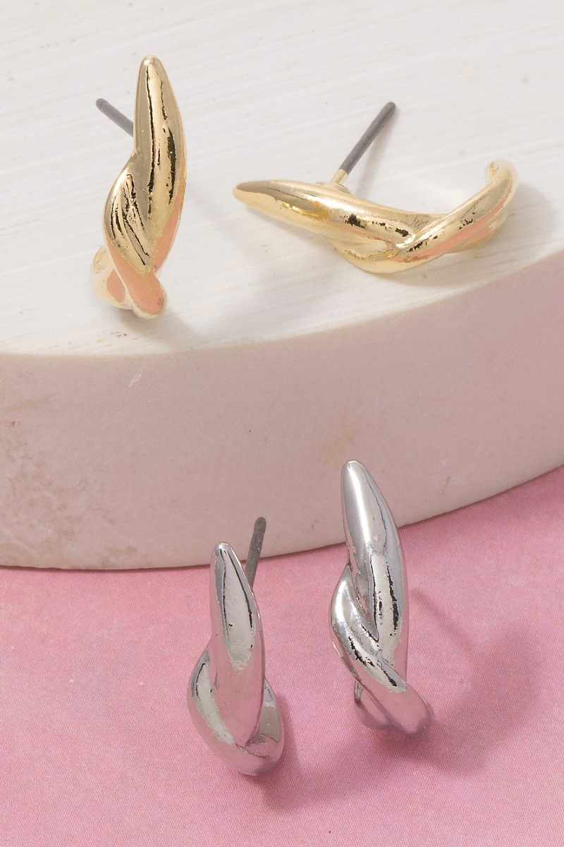 Twisted Knot Huggie Hoop Earrings