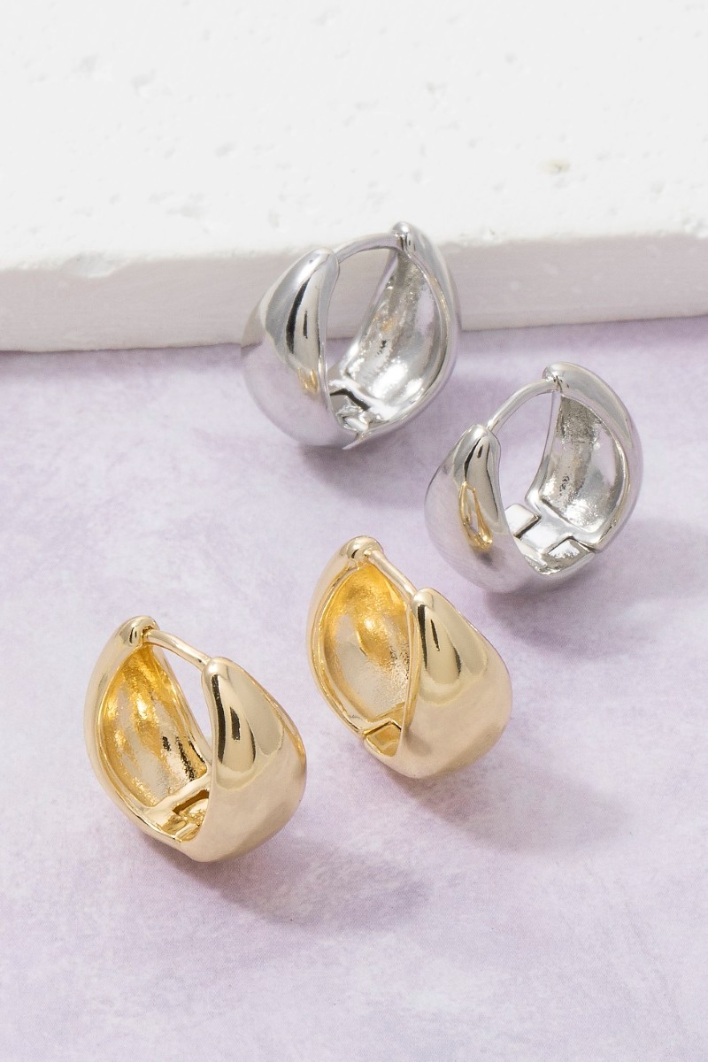 Chunky Tube Huggie Hoop Earrings