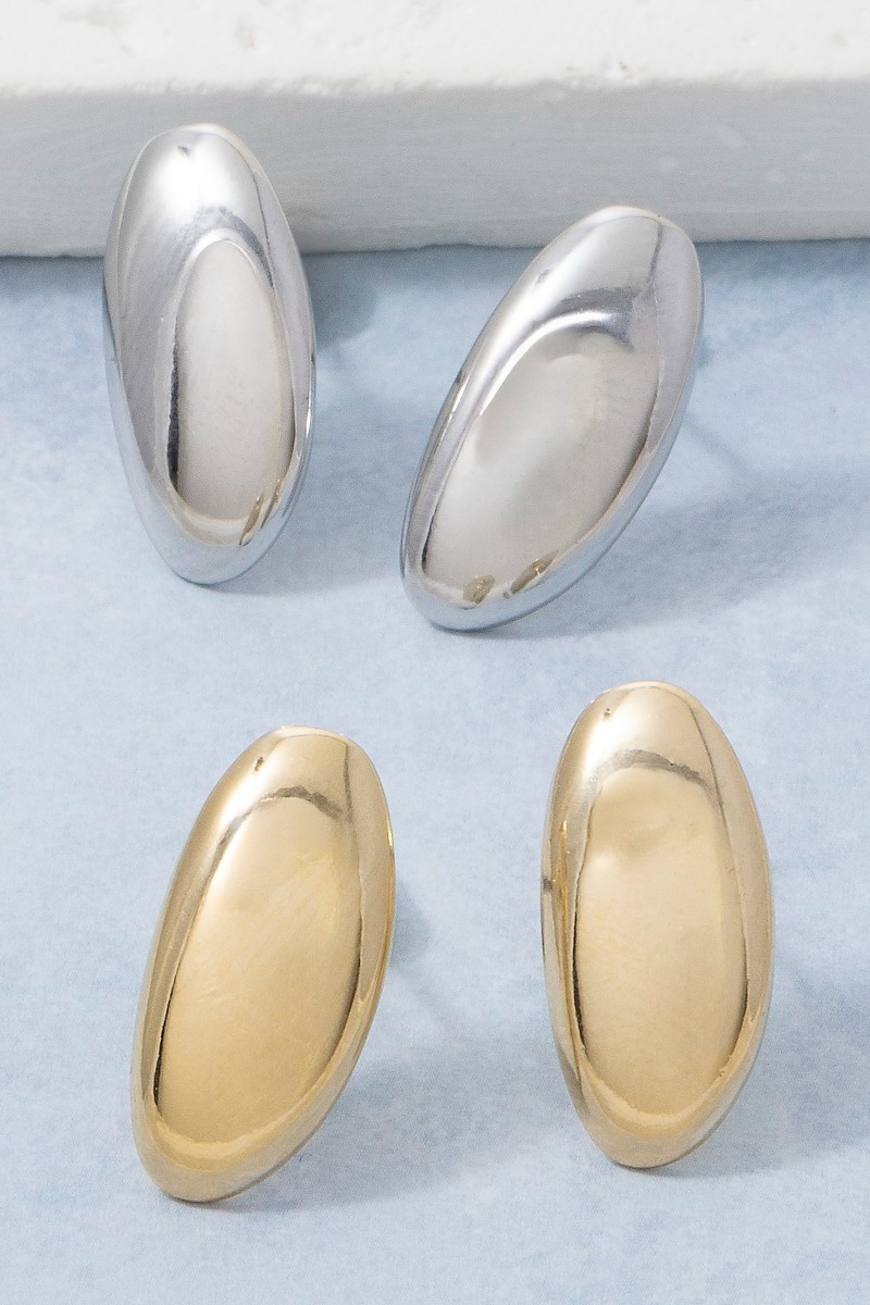 Small Puffy Oval Stud Earrings