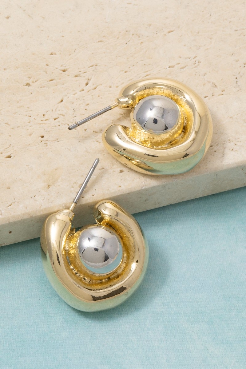 Two-Tone Chunky Hoop Earrings