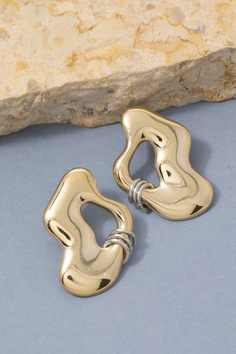 Two Tone Abstract Blob Stud Earrings