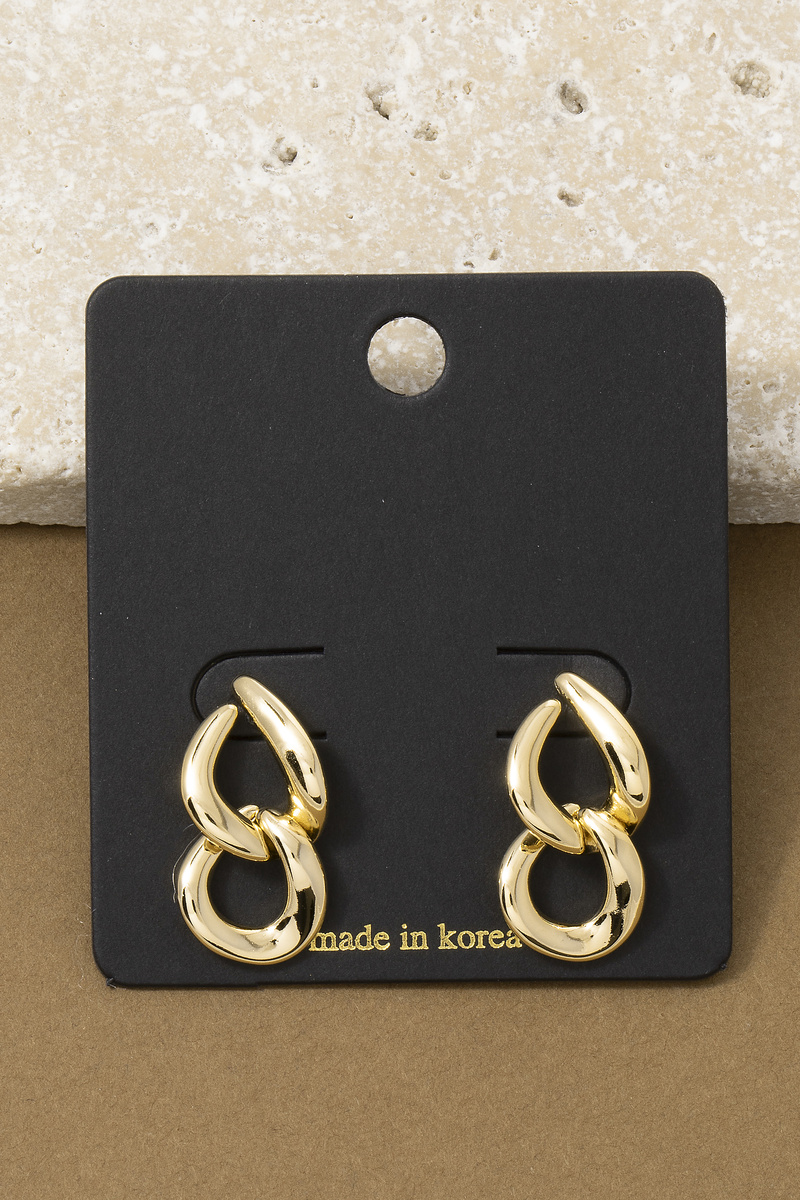 Double Interlocked Teardrop Loop Drop Earrings