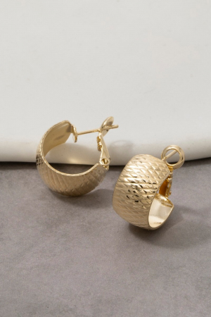 Woven Textured Wide Huggie Earrings