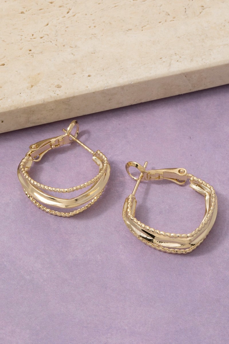 Multi-Band Twisted Huggie Hoop Earrings