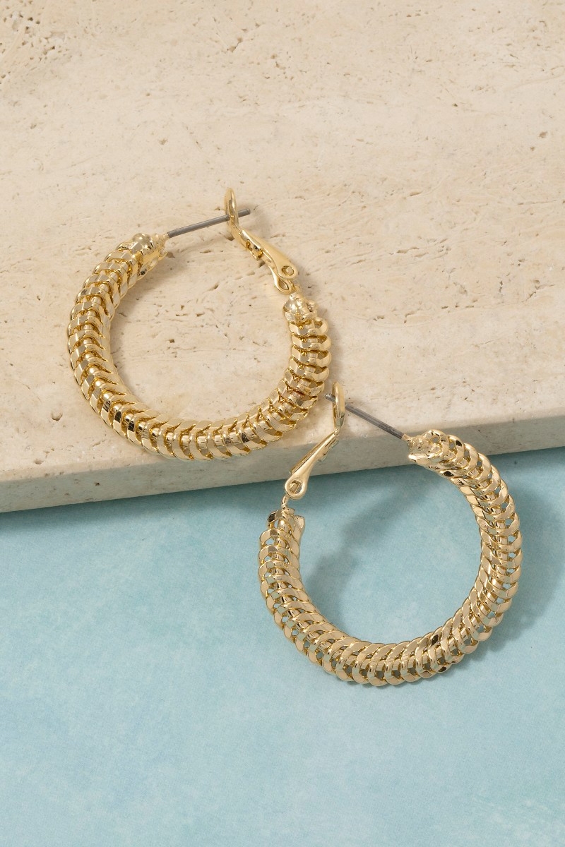 Scale Textured Large Hoop Earrings