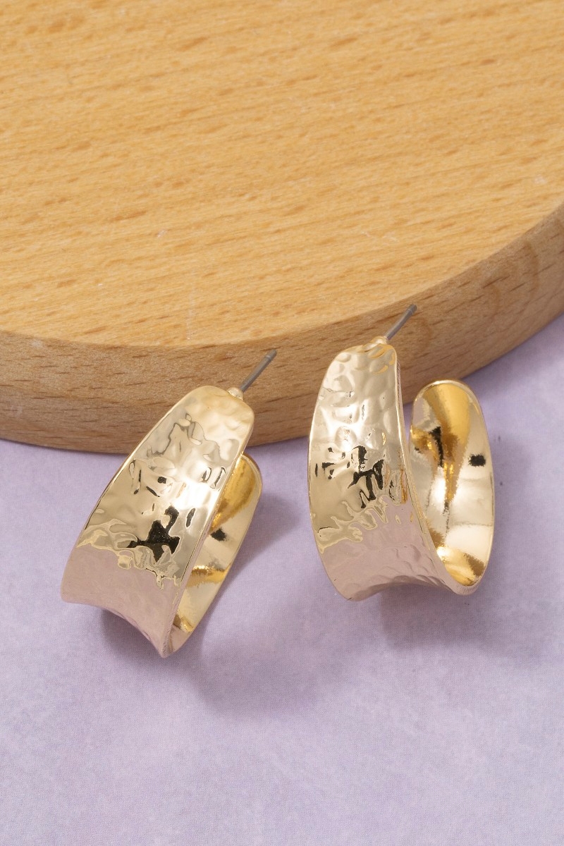 Hammered Wide Band Hoop Earrings