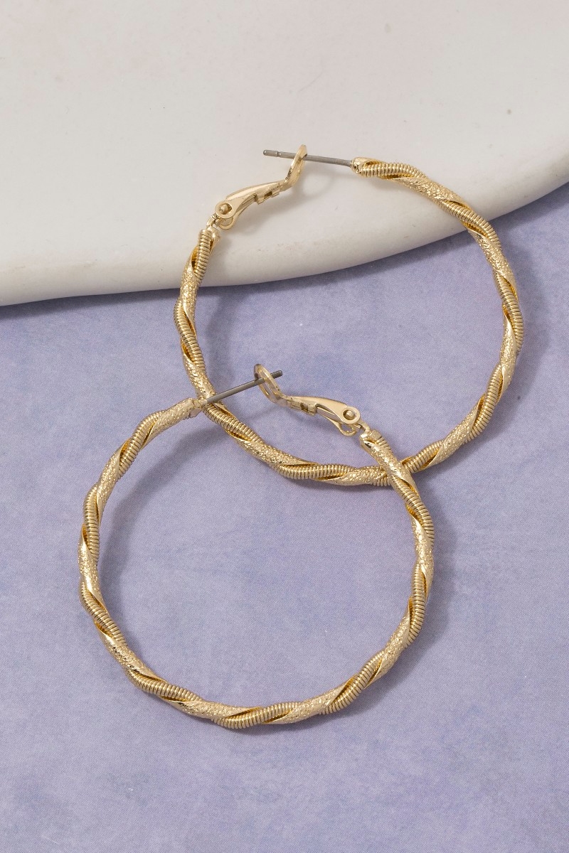 Fine Twisted Rope Large Hoop Earrings