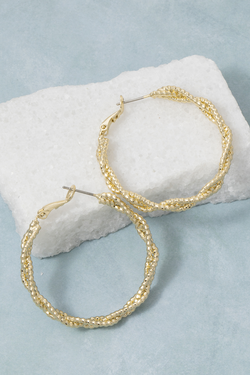 Twisted Rope Texture Statement Hoop Earrings