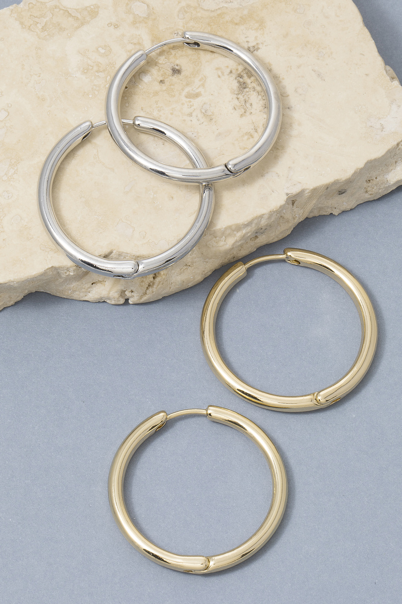 Classic Polished Tube Statement Hoop Earrings