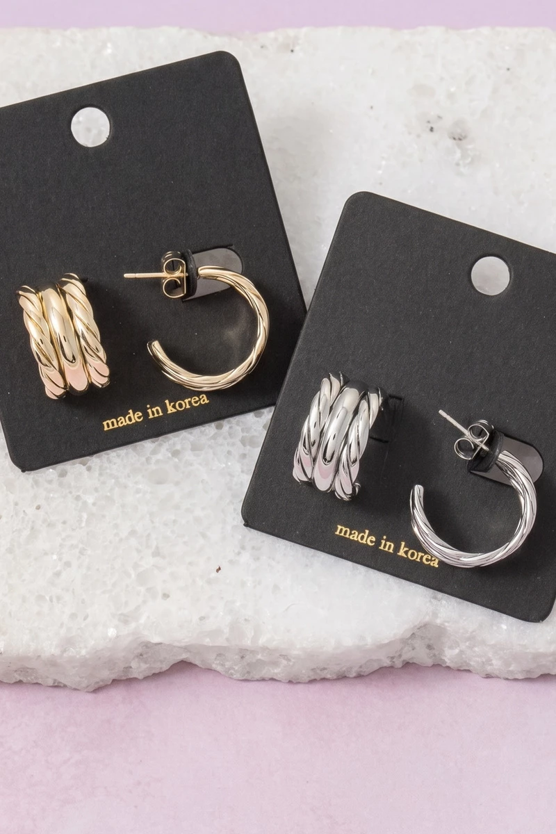 Triple Twisted Rope Chunky Hoop Earrings